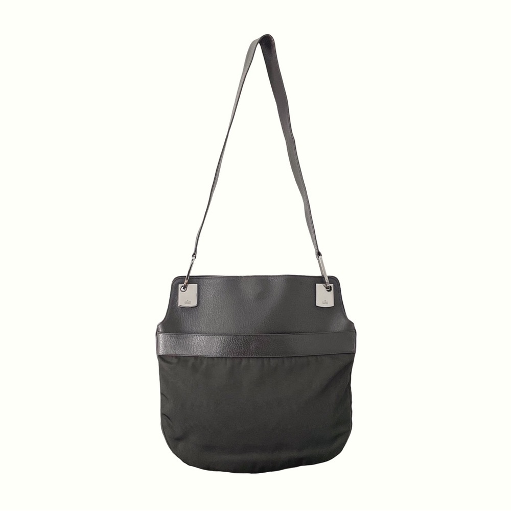 Gucci brown nylon and leather minimalist unique shoulder bag vintage